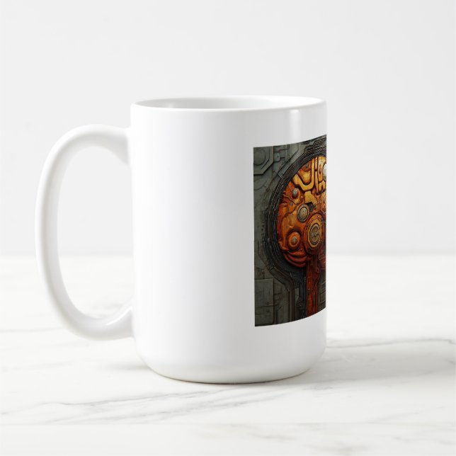 Biomechanical Cyberpunk Android Couple Art Coffee Mug (Left)