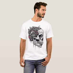 Biomechanical Cyberpunk Cyborg Skull Engine T-Shirt