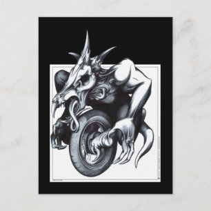 Biomechanical Draconic Unicycle Postcard