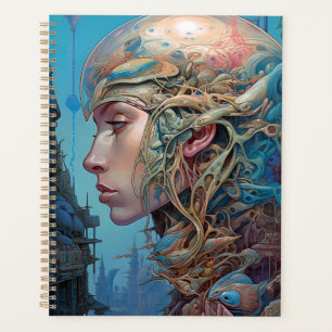 Biomechanical Head Surreal Sci-Fi Art Planner