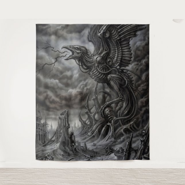 Biomechanical Thunderbird Summoning the Storm Tapestry (Front)