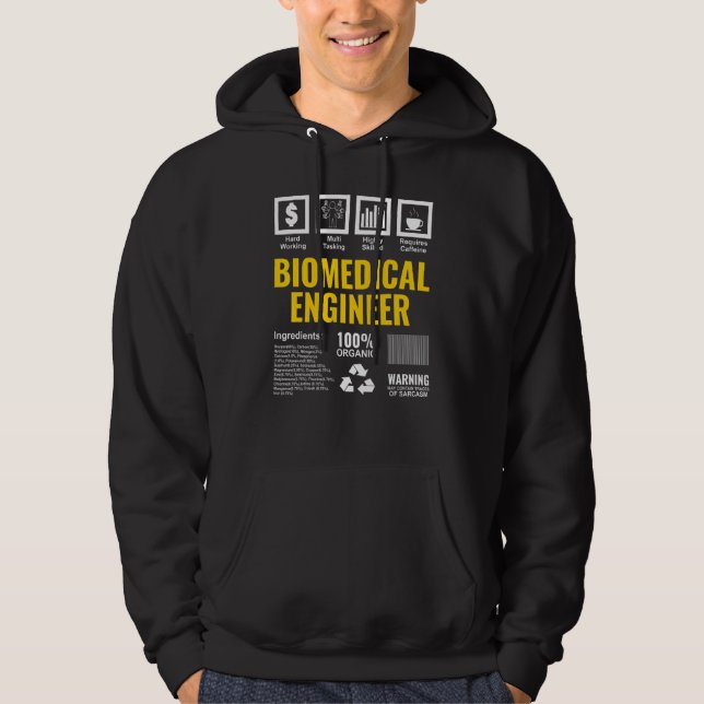 Biomedical Engineer Facts Label Biomedical Enginee Hoodie (Front)