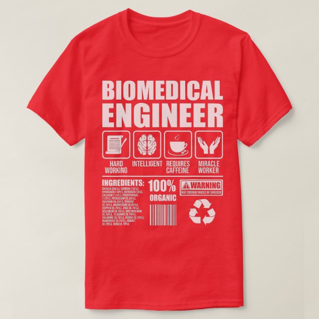 Biomedical Engineer Hardworking Biomed Medical Sci T-Shirt (Design Front)