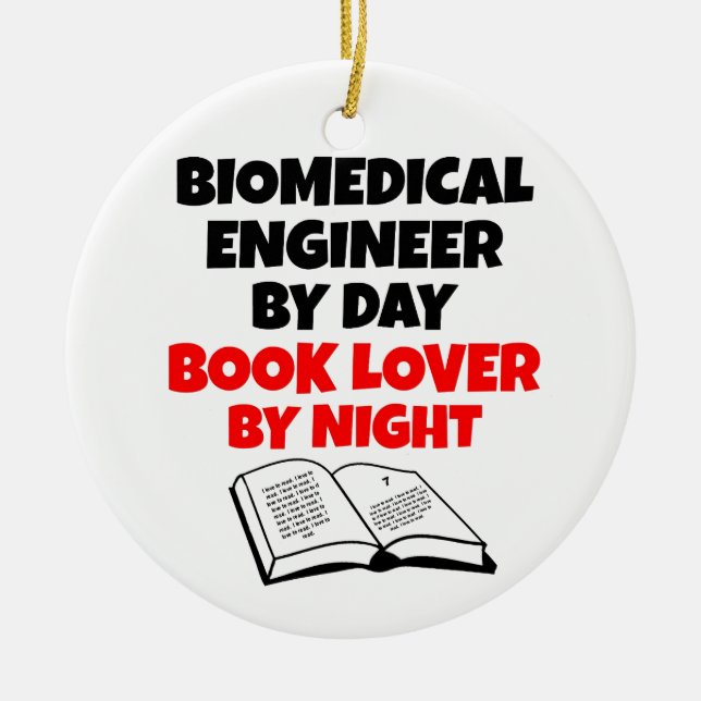 Biomedical Engineer Loves Reading Ceramic Ornament (Front)