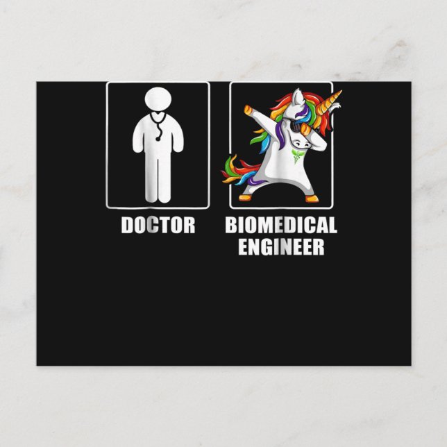 Biomedical Engineer Unicorn Dabbing Funny Lovers Announcement Postcard (Front)