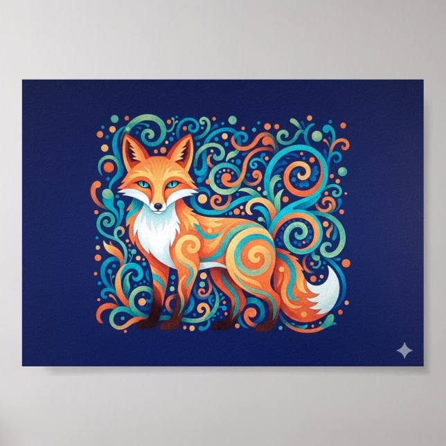 Biomorphic Fox Art Poster (Front)