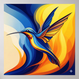 Biomorphic Hummingbird Art Poster