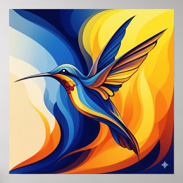 Biomorphic Hummingbird Art Poster (Front)