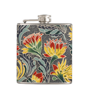 Biomorphic Natural Floral Print Hip Flask