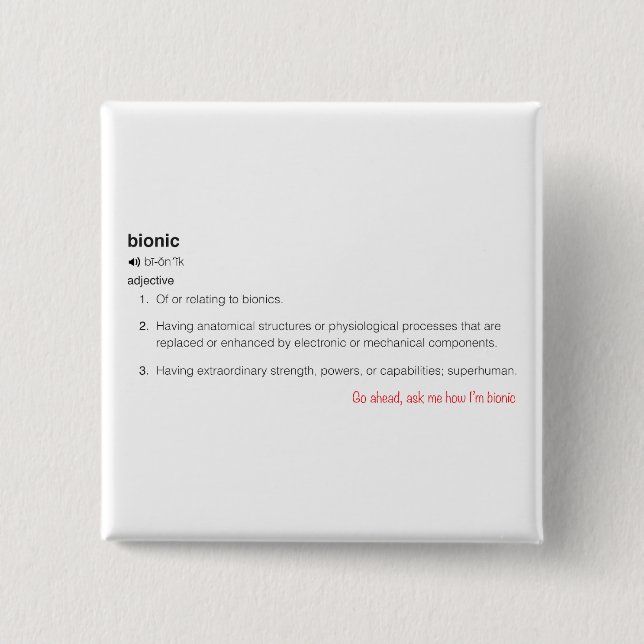 Bionic Definition in Black Go Ahead Ask 15 Cm Square Badge (Front)