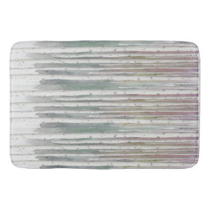 Biophilic handpainted muted birch watercolor wood bath mat