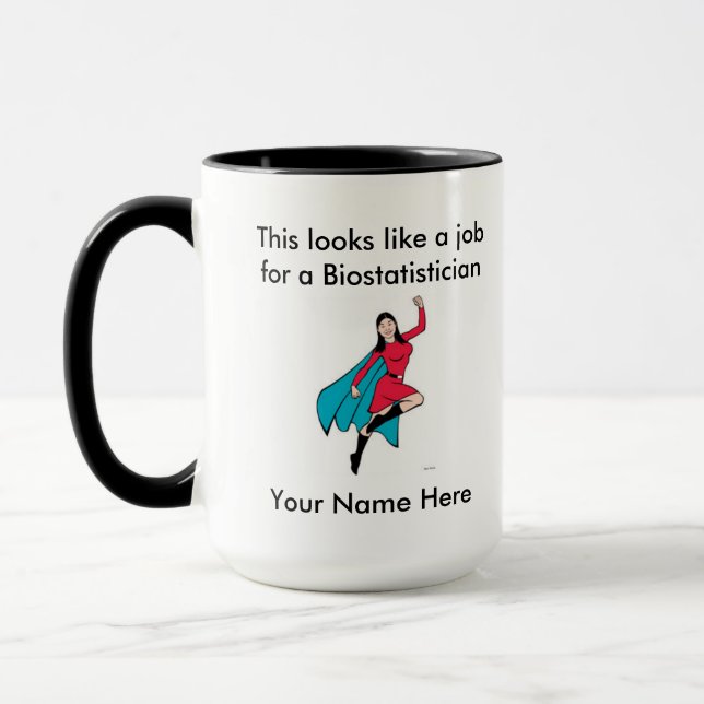Biostatistician Female Superhero Mug (Left)