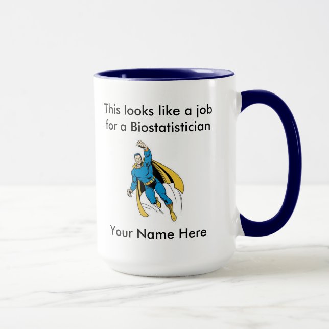Biostatistician Male Superhero Mug (Right)