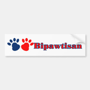 Bipawtisan Funny Dog Paws in Red Blue Politics Bumper Sticker