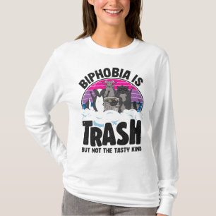 Biphobia Is Trash Opossum Racoon Bisexual Flag Bi T-Shirt