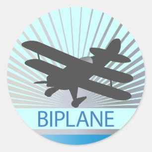 Biplane Aeroplane Classic Round Sticker