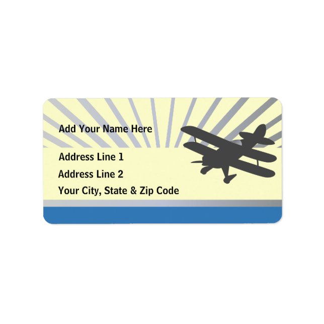 Biplane Aeroplane Label (Front)