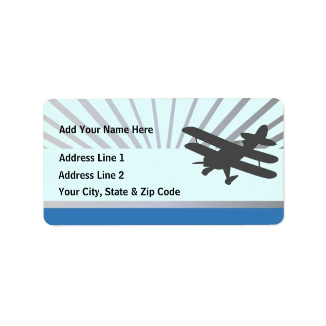 Biplane Aeroplane Label (Front)