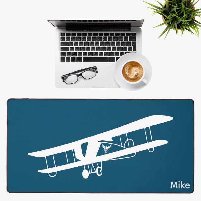 Biplane Aeroplane Simple Aviation Custom Office Desk Mat (Creator Uploaded)