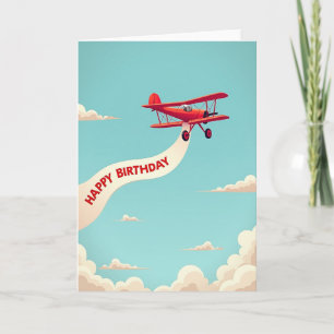 Biplane Birthday Banner Card