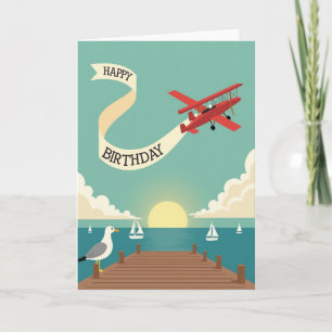 Biplane Birthday Card