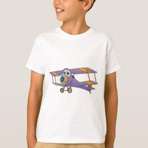 Biplane Purple Cartoon T-Shirt
