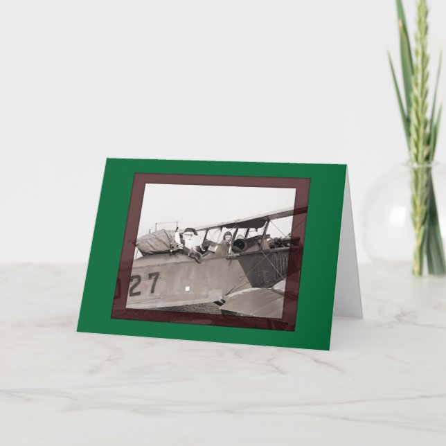 Biplane Santa Holiday Card (Front)