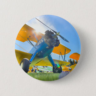 Biplane Sunshine 6 Cm Round Badge