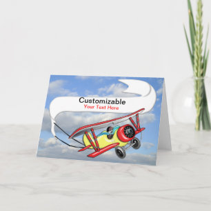 Biplane Towing Banner Customisable Card