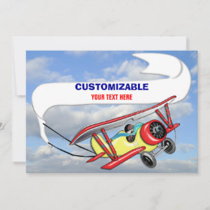 Biplane Towing Banner Customisable Invitation