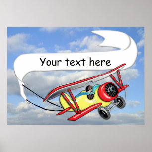 Biplane Towing Banner Customisable Poster