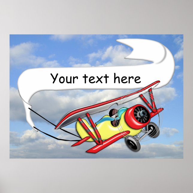 Biplane Towing Banner Customisable Poster (Front)