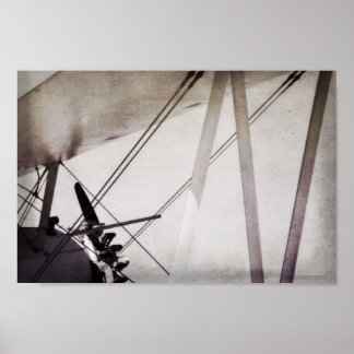 Biplane Wing Abstract Antique Aeroplane Art Poster