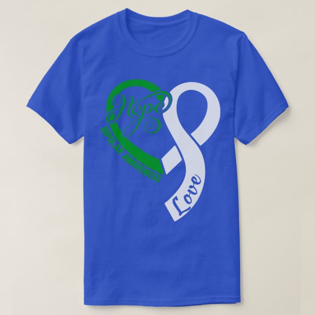 Bipolar Awareness Hople Love Heart Ribbon Happy Va T-Shirt (Design Front)