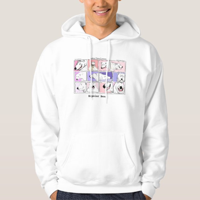 Bipolar Bear Funny Cartoon Hoodie by Rick London (Front)