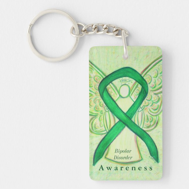 Bipolar Disorder Angel Awareness Ribbon Keychain (Front)