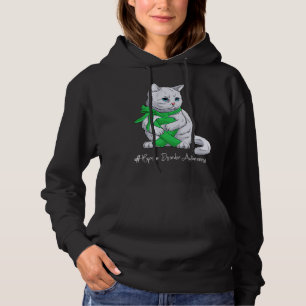 Bipolar Disorder Awareness Month Green Ribbon Cat Hoodie