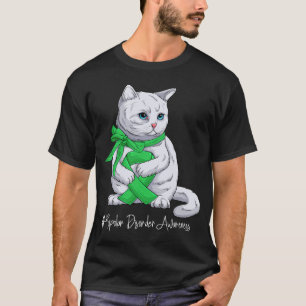 Bipolar Disorder Awareness Month Green Ribbon Cat T-Shirt