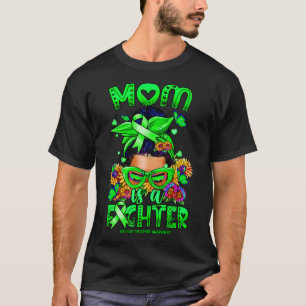Bipolar Disorder Awareness Mum fighter messy bun T-Shirt