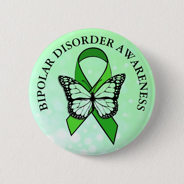 Bipolar Disorder Awareness Ribbon Button (Front)