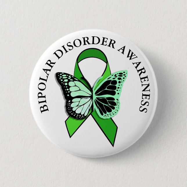 Bipolar Disorder Awareness Ribbon Button (Front)