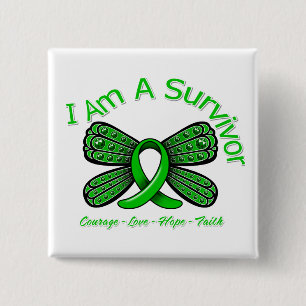 Bipolar Disorder Butterfly I Am A Survivor 15 Cm Square Badge