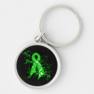 Bipolar Disorder Floral Swirls Ribbon Key Ring