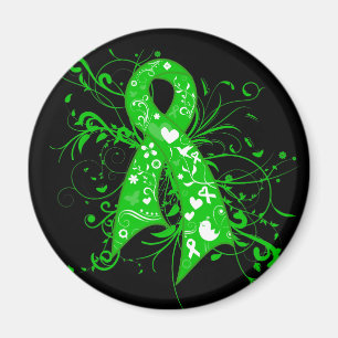 Bipolar Disorder Floral Swirls Ribbon Magnet