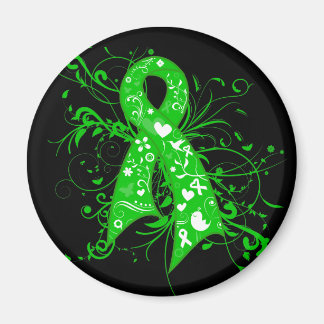 Bipolar Disorder Floral Swirls Ribbon Magnet