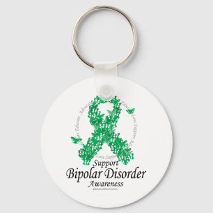 Bipolar Disorder Ribbon of Butterflies Key Ring