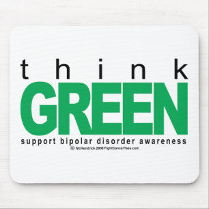 Bipolar Disorder THINK Green Mouse Pad