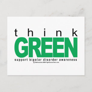 Bipolar Disorder THINK Green Postcard