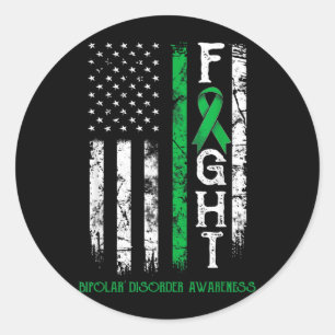 Bipolar Disorder Warrior Us Flag Classic Round Sticker
