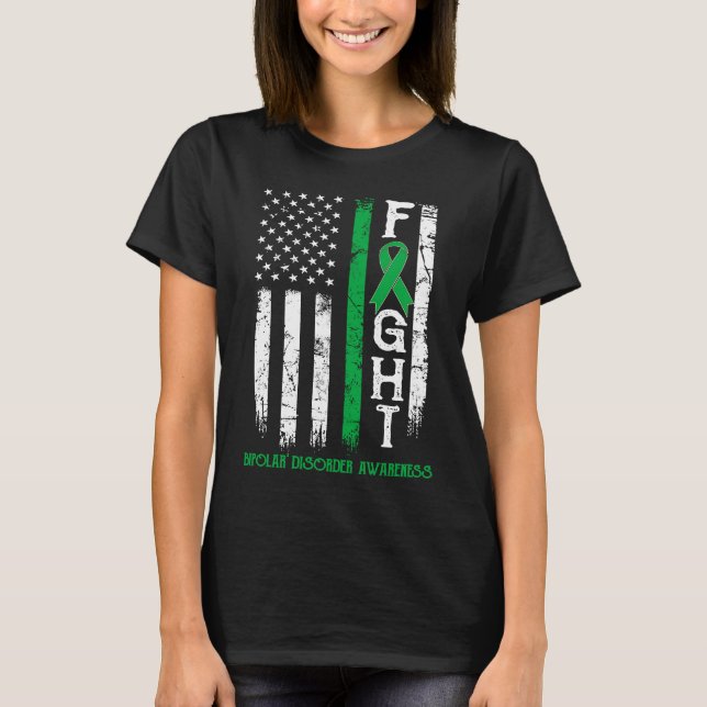 Bipolar Disorder Warrior US Flag T-Shirt (Front)